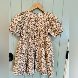 Noralee Floral Girls Dress in Cream and Dark Red